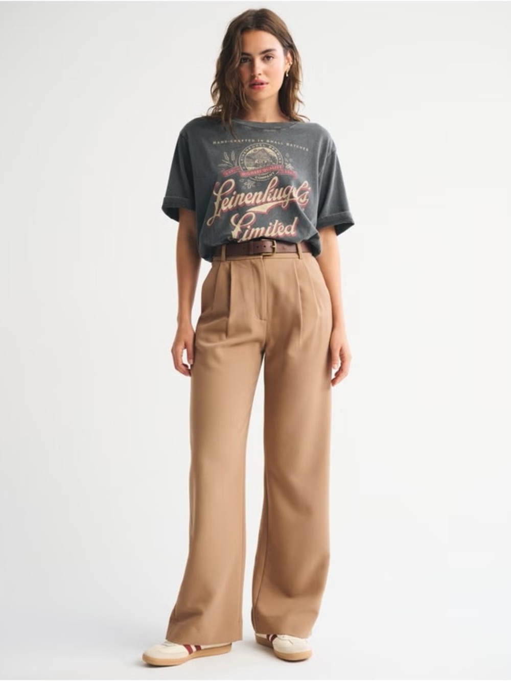 Abercrombie & Fitch Sloane Tailored Wide Leg Pants Size 26 Tan Camel High Rise